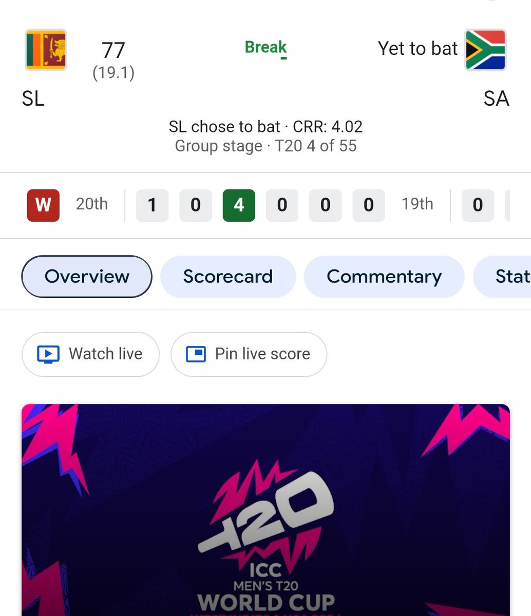 Top10About's tweet photo. #T20WorldCup2024  Update:- Sri Lanka All Out by South Africa at 77 in 19.1 Overs
#SLvsSA #SAvsSL #cricket #abdevilliers #T20WorldCup https://t.co/01FYkvL5BB