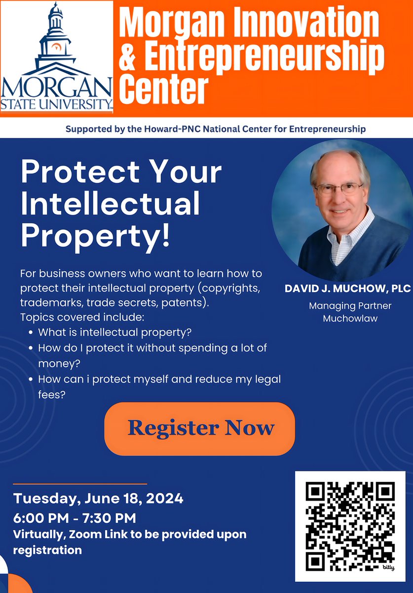 DMuchowAuthor's tweet photo. Best-selling author and legal expert, David J. Muchow, highlights what #entrepreneurs need to know about #intellectualproperty. 

#DavidMuchow #Author #Attorney #7SecretKeys #Startup #Success #business #smallbusiness #businessowner #startupbooks  #copyright #trademark #patent https://t.co/vUp1Fvq5ZE