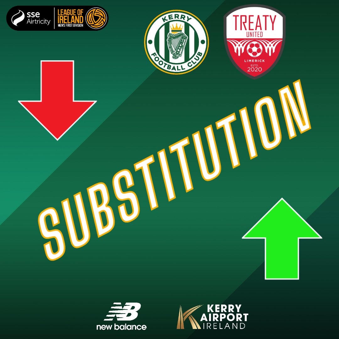KerryFC's tweet photo. 11 | Kennedy Amechi makes way for Daire McCarthy.

Kerry FC 1-0 Treaty United

#WeAreKerryFC #EnterTheKingdom https://t.co/rNqroeVnYz