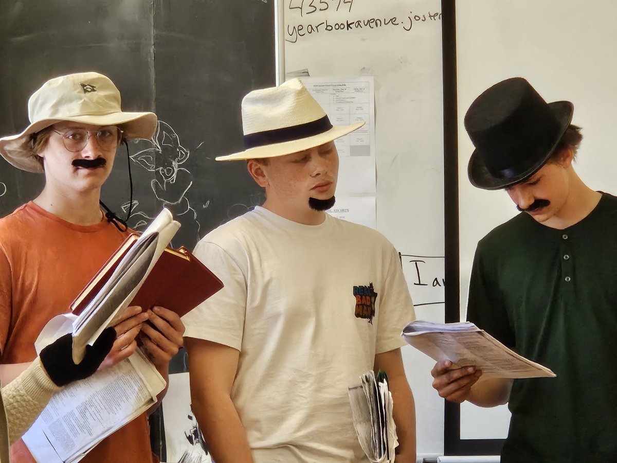 Instructor Sheila Bennett's Honors English students recently did a terrific job of interpreting Act 1 of William Shakespeare's "The Taming of the Shrew," moustaches included!