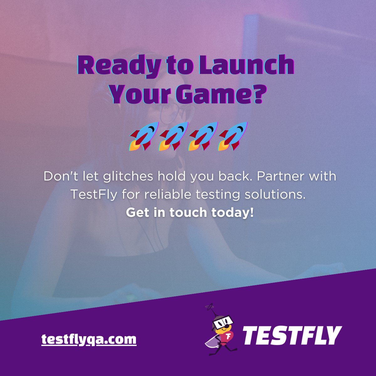 TestflyQA's tweet photo. 🚀 Ready to Launch Your Game? 🚀
Don't let glitches hold you back — partner with TestFly for reliable testing solutions. Get in touch today! 
https://t.co/XWANCxfJqq

#TestFly #GameDevelopment #QualityAssurance #QATesting #GameTesting #GamingIndustry #VideoGameTesting https://t.co/Til7yqYmeN