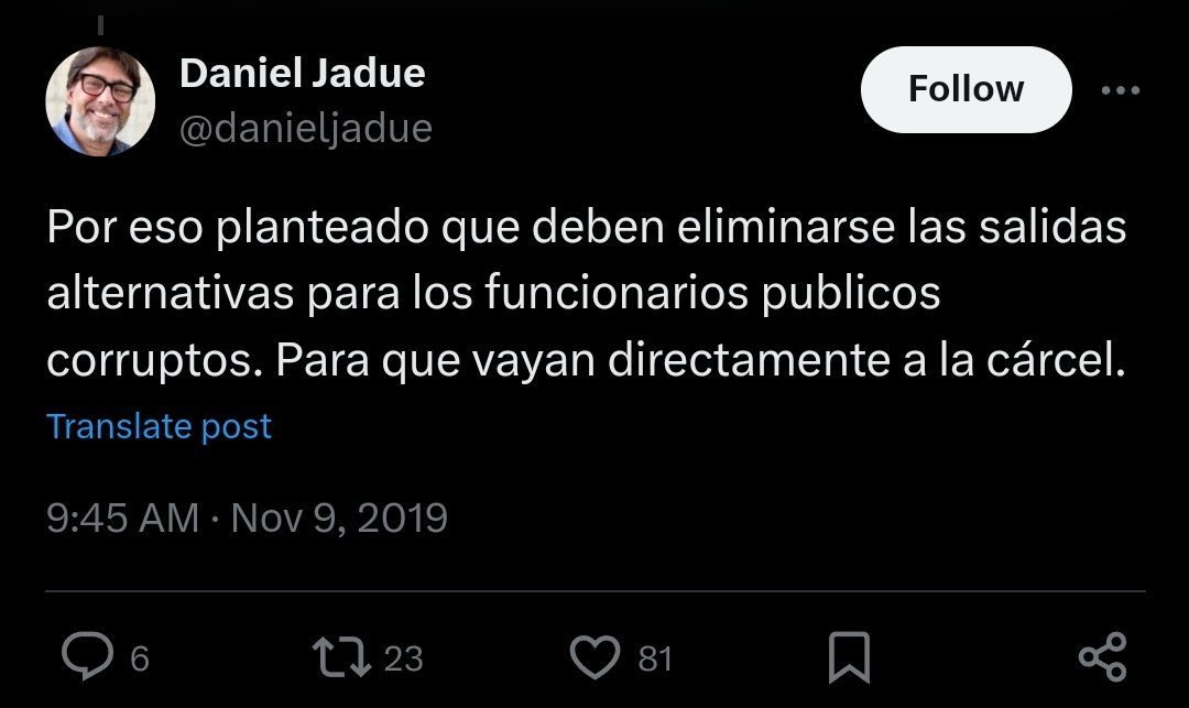 Absolutamente de acuerdo con el preso Daniel Jadue.