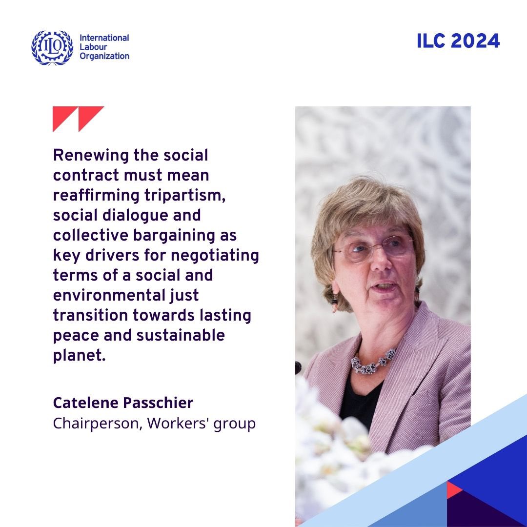 ILOACTRAV's tweet photo. Catelene Passchier at the 112th International Labour Conference :
#ILC2024 #CIT2024 #ILOACTRAV https://t.co/n0NQFyk21K