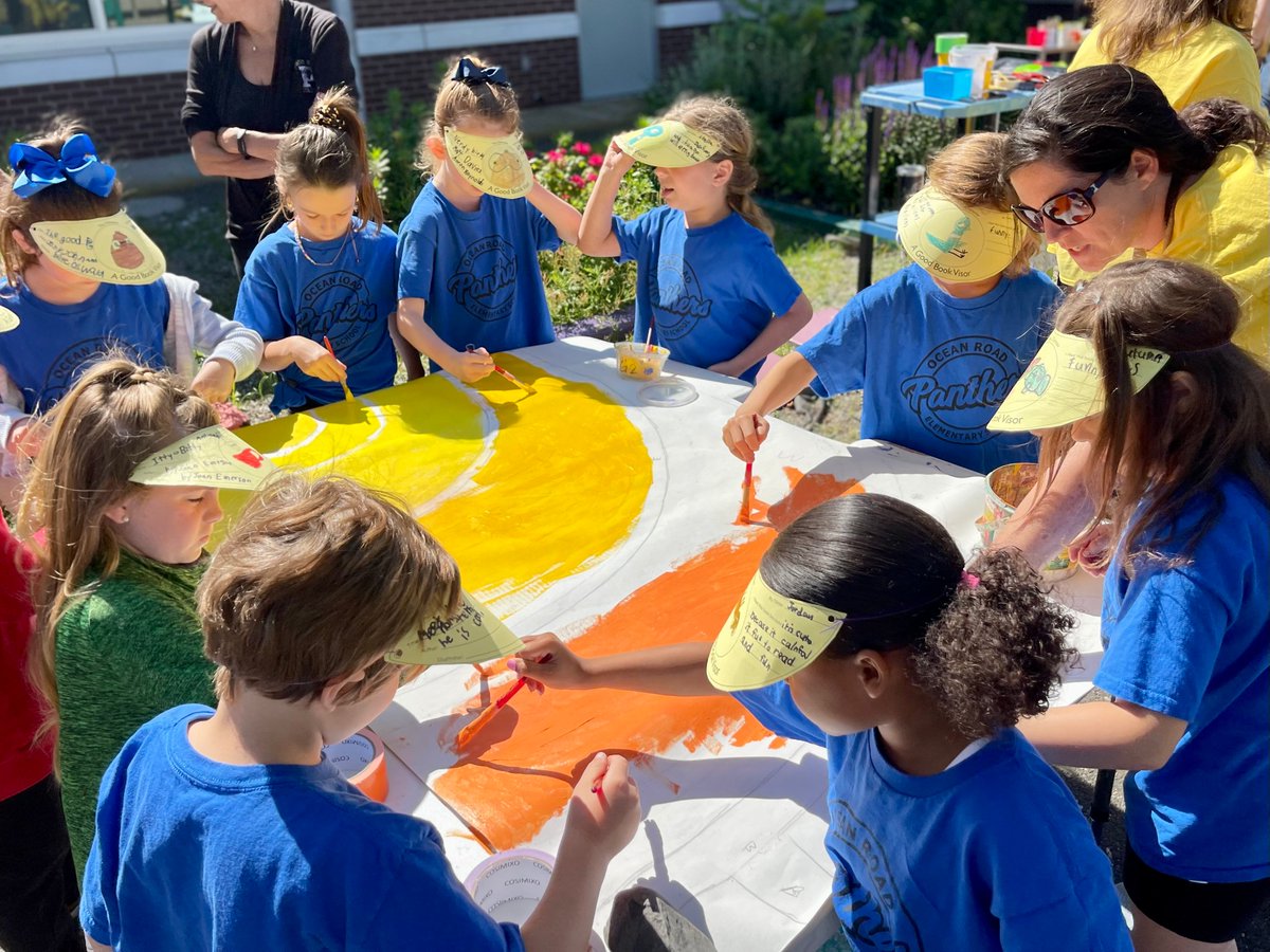 PtBoroSchools's tweet photo. Ocean Road students celebrated No Child Left Inside Day! The goal of this day is to "bring learning outside" and help students enjoy the wonderful world around them. Activities included yoga, a school-wide art project, and a Lead U assembly! #PantherPath https://t.co/6rtpMJpA0l