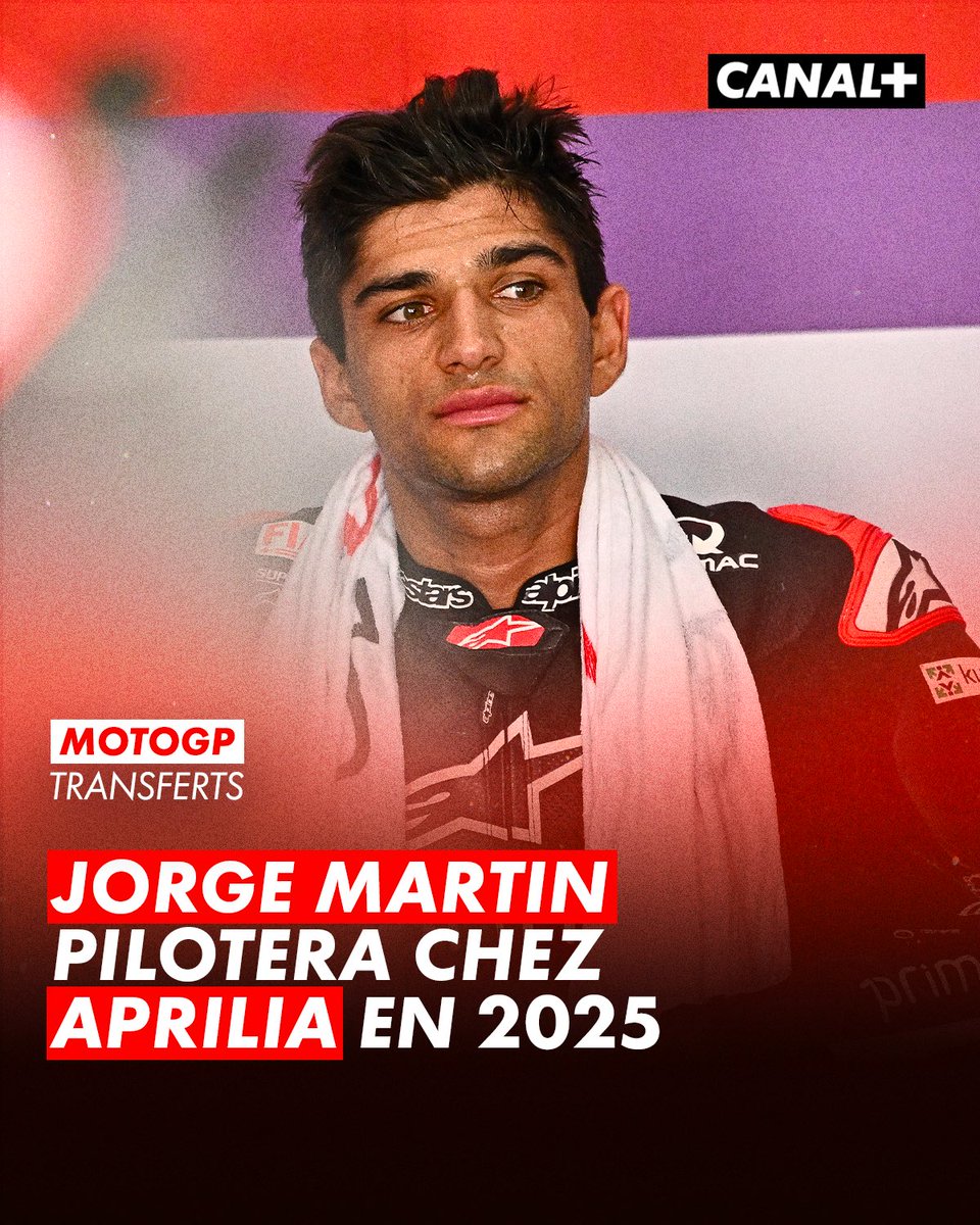 CanalplusMotoGP's tweet photo. OFFICIEL 🚨

Alors qu’il visait l’équipe officielle Ducati, Jorge Martin remplacera Aleix Espargaro chez Aprilia dès la saison prochaine 😱

Vous validez ? https://t.co/tA4lwINUek