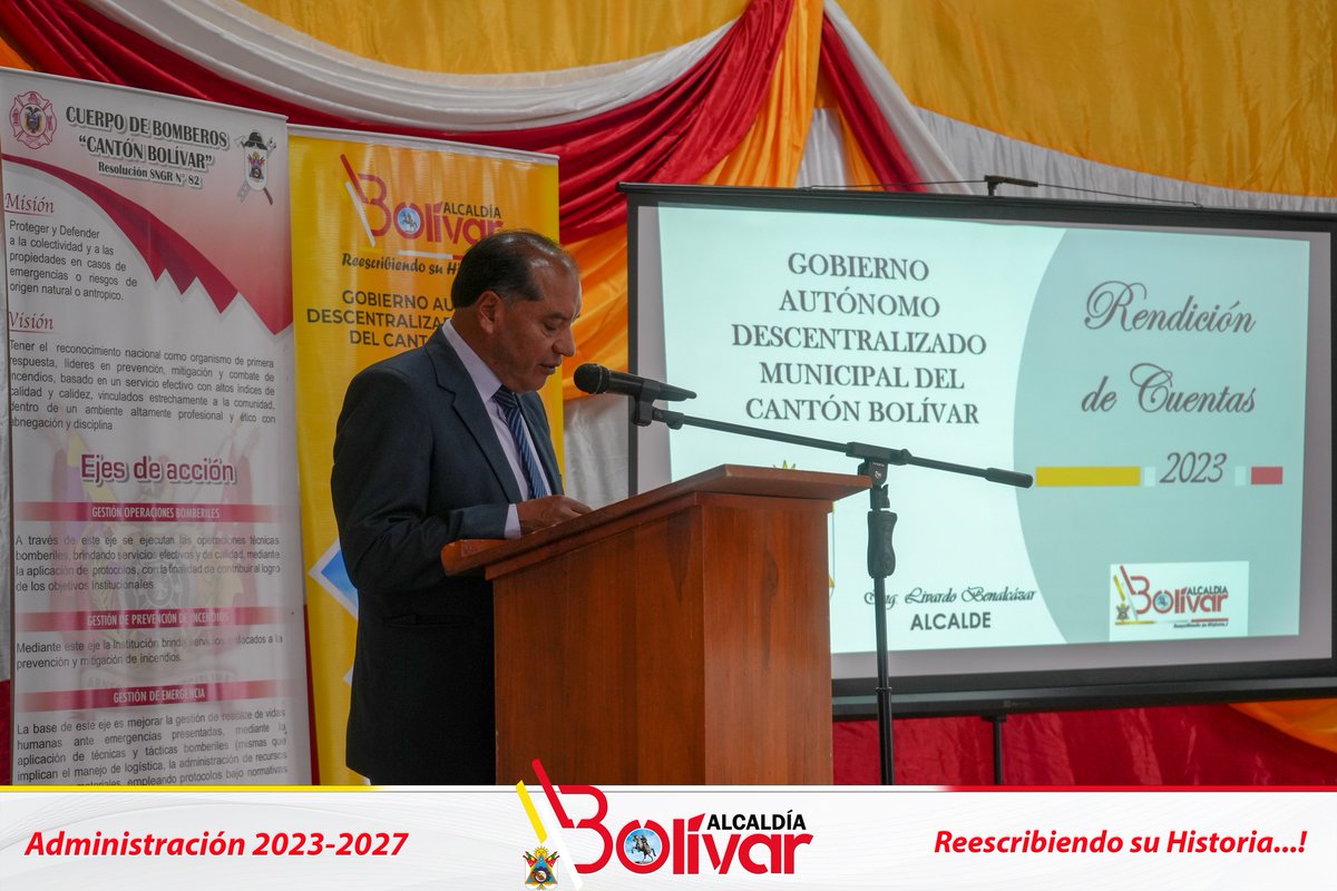 CantonGad's tweet photo. El 29 de mayo de 2024, se llevó a cabo el acto de Rendición de Cuentas por parte del GAD Municipal y su alcalde, el Ing. Livardo Benalcázar, junto con las entidades adscritas, como EPMAPA-B, Consejo Cantonal de Protección Integral de Derechos y el Cuerpo de Bomberos. https://t.co/zHmZOXHiUm