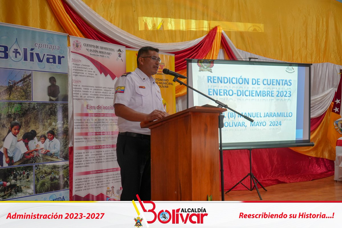 CantonGad's tweet photo. El 29 de mayo de 2024, se llevó a cabo el acto de Rendición de Cuentas por parte del GAD Municipal y su alcalde, el Ing. Livardo Benalcázar, junto con las entidades adscritas, como EPMAPA-B, Consejo Cantonal de Protección Integral de Derechos y el Cuerpo de Bomberos. https://t.co/zHmZOXHiUm