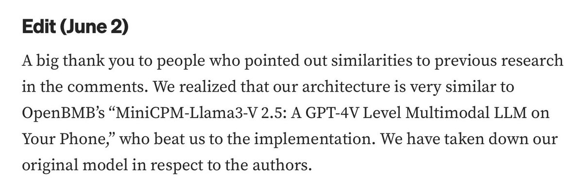 chrmanning's tweet photo. How not to own your mistakes!

https://t.co/iTmUpDXmYq

There’s good open-source work around @TsinghuaNLP, helping advance science.

(I know nothing here; it seems done by a few undergrads, some at @Stanford. “Fake it before you make it” is an ignoble product of Silicon Valley.) https://t.co/cegLAXmcfW