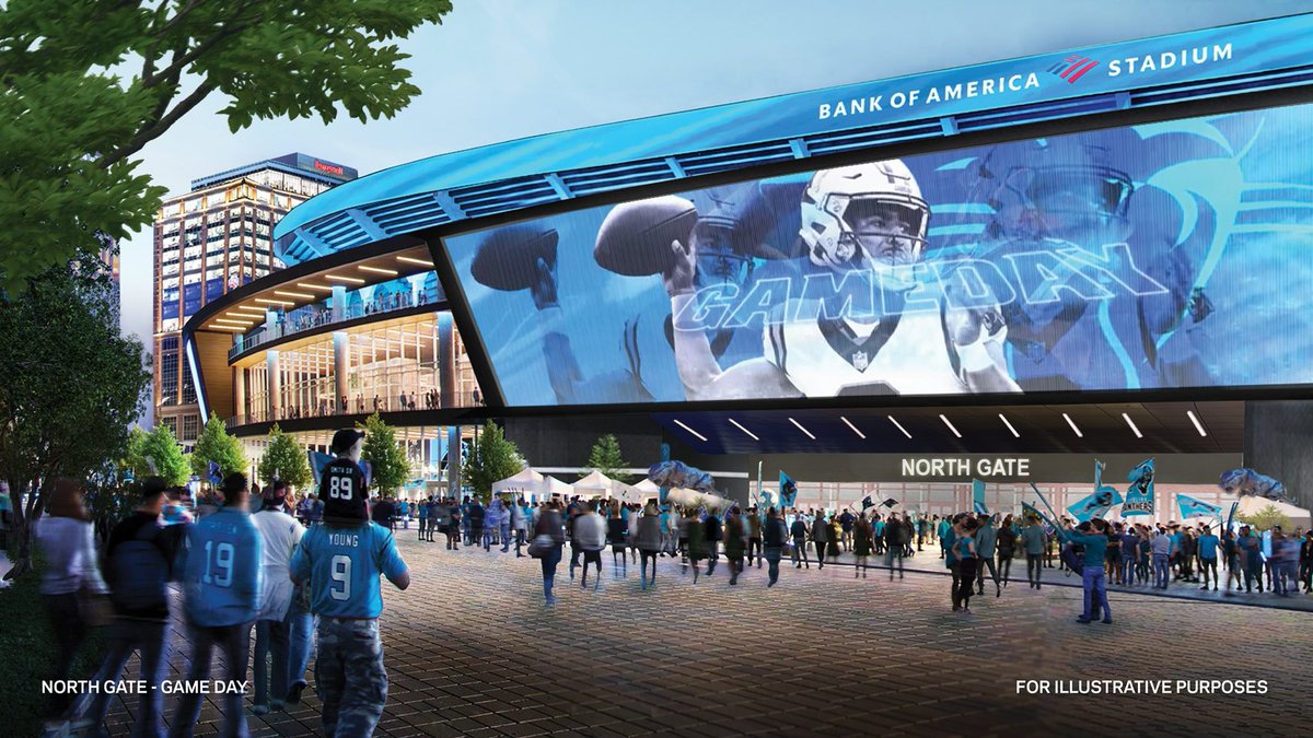AdamSchefter's tweet photo. A lot of new upgrades potentially coming to Bank of America Stadium in Charlotte. Today, the City of Charlotte and @Panthers owners David and Nicole Tepper shared a proposal for major stadium renovations that show serious investment in the 30-year old stadium. https://t.co/lKitBEp7i4