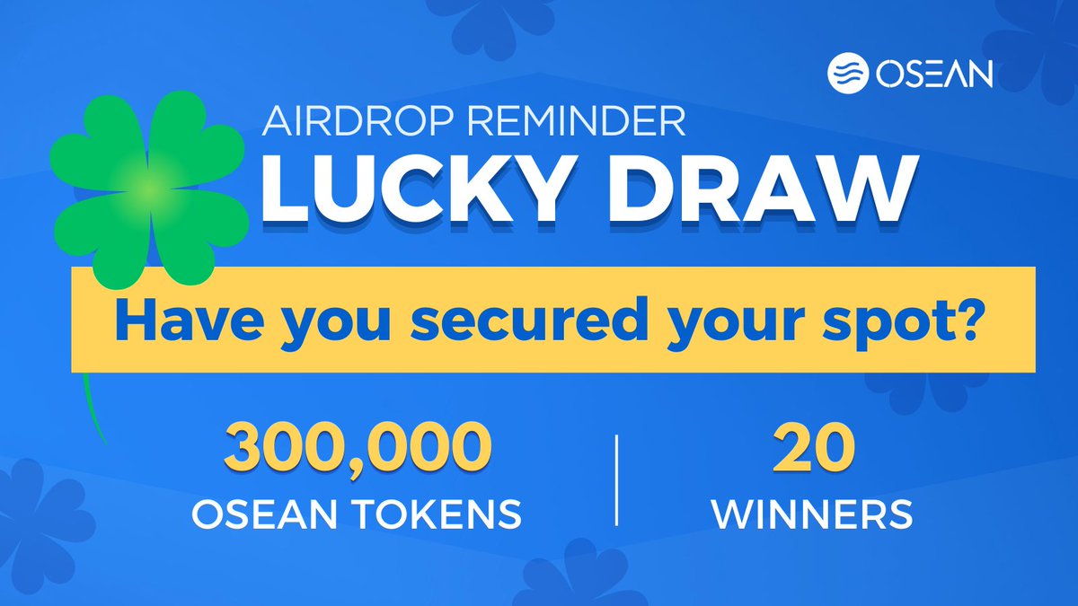 OseanDao's tweet photo. Ahoy #RWA Sailors! ⛵

You know the saying: “The best luck of all is the luck you make for yourself!”

As we embark on the third week of our #Airdrop adventure, it's time to anchor your spot in the Lucky Draw.

☘️Gather a total of 2,000 points in the Airdrop Tasks Sprint to qualify for the Lucky Draw, where 20 winners will each receive 15,000 $OSEAN!

✨With just a day's worth of tasks, you can accumulate an impressive 1,300 points! It's a piece of cake!

We're halfway through the race, but the finish line is still ahead of us. Make your own luck with #OSEAN and join our TaskOn Sprint now: https://t.co/qvJTQKzBl4