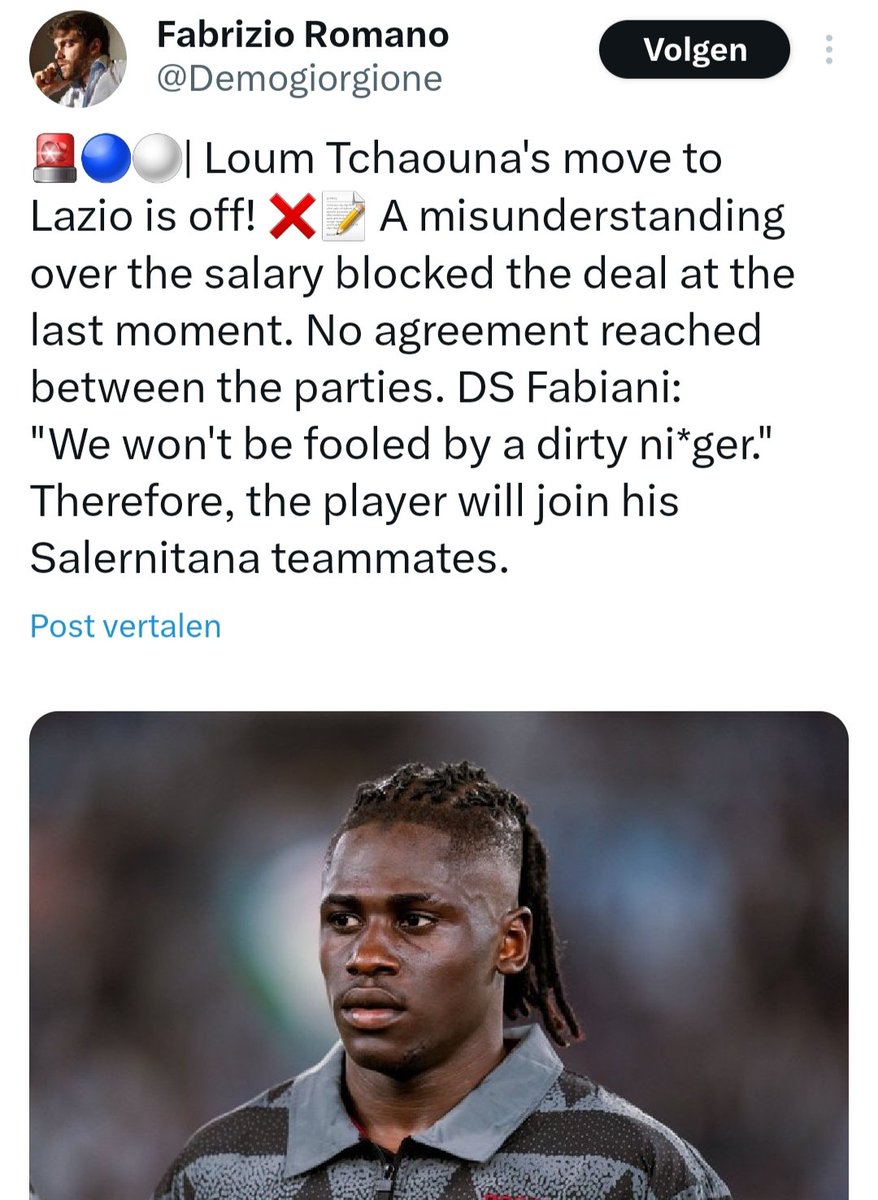 Faking the Romano account to spread a racial remark out of Lazio doesn't really seem like a very smart thing to do ... 🤔