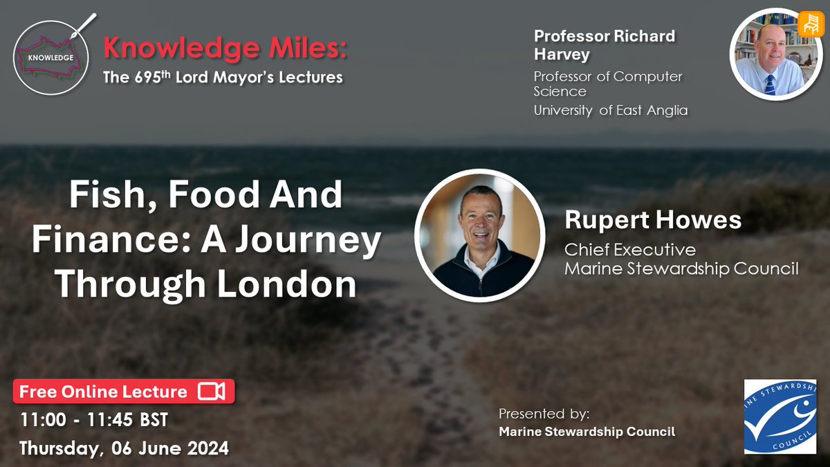 mrmainelli's tweet photo. This Thursday on Knowledge Miles, Marine Stewardship Council CEO, Rupert Howes, will explore the role of sustainable seafood in London’s past, present and future.#connecttoprosper
Register for this free online lecture here: https://t.co/ce5cRmtGZU https://t.co/W75gnRpNpp