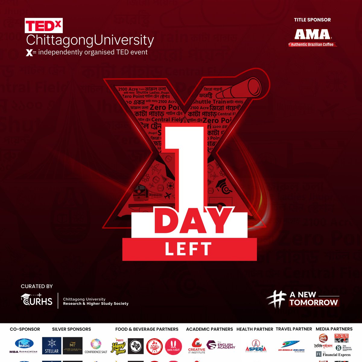 TEDx_CU's tweet photo. The wait is finally over! 1 day left until TEDx Chittagong University ! 

#TEDxCU #1DayToGo #tedxchittagonguniversity  #curhs #seeyousoon https://t.co/u6uakWztDv