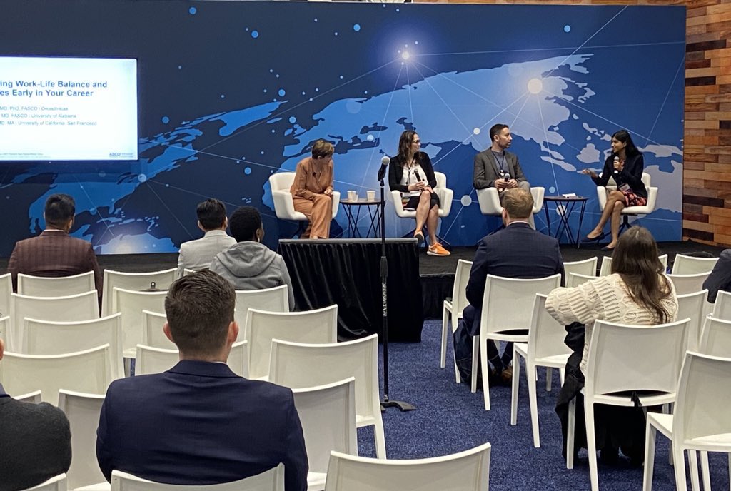ShenduoLi's tweet photo. Our incoming chief fellow Dr. Tanmayi Pai is moderating a work life balance discussion for all trainees and early career faculty 👏👏👏 #ASCO24 @ASCO @MayoClinic @MayoCancerCare https://t.co/tSSSuf3yWn