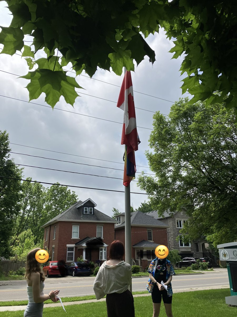 A wonderful Pride flag raising <a href="/GuelphCVI/">Guelph Collegiate</a> today! Thanks for including me! #UGIncludesPride <a href="/ugdsb/">Upper Grand DSB</a>
