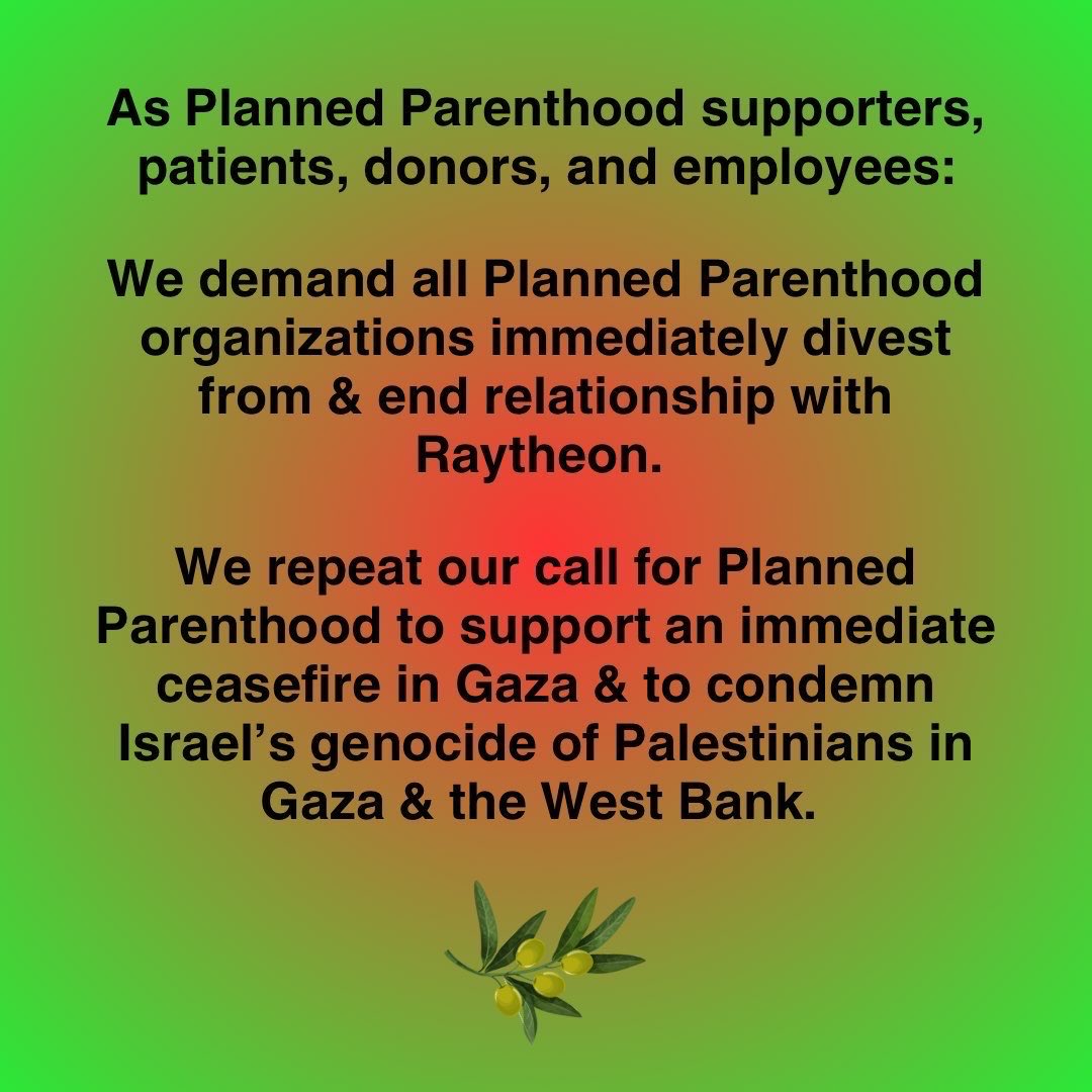 ReproJobs's tweet image. As Planned Parenthood supporters, patients, donors, and employees are demanding all Planned Parenthood organizations immediately divest from &amp;amp; end relationship with Raytheon.
