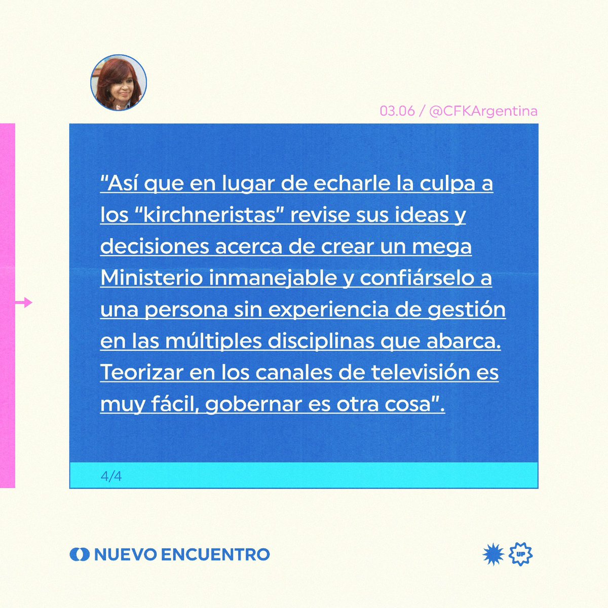 NuevoEncuentro_'s tweet photo. ✍️ @CFKArgentina: "Otra vez la burra al trigo". https://t.co/sTO4nmIByj