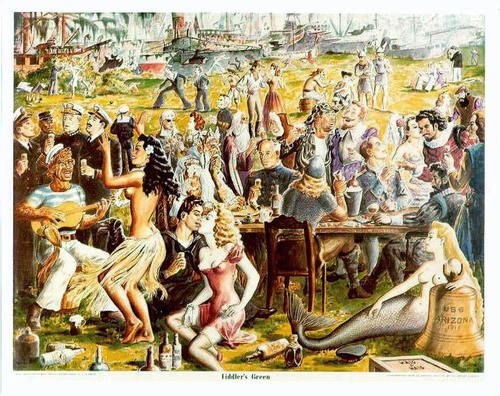 Fiddler's Green is an after-life where there is perpetual mirth, a fiddle that never stops playing, and dancers who never tire. In 19th-century English maritime folklore, it was a kind of after-life for sailors who had served at least fifty years at sea.
#MythologyMonday