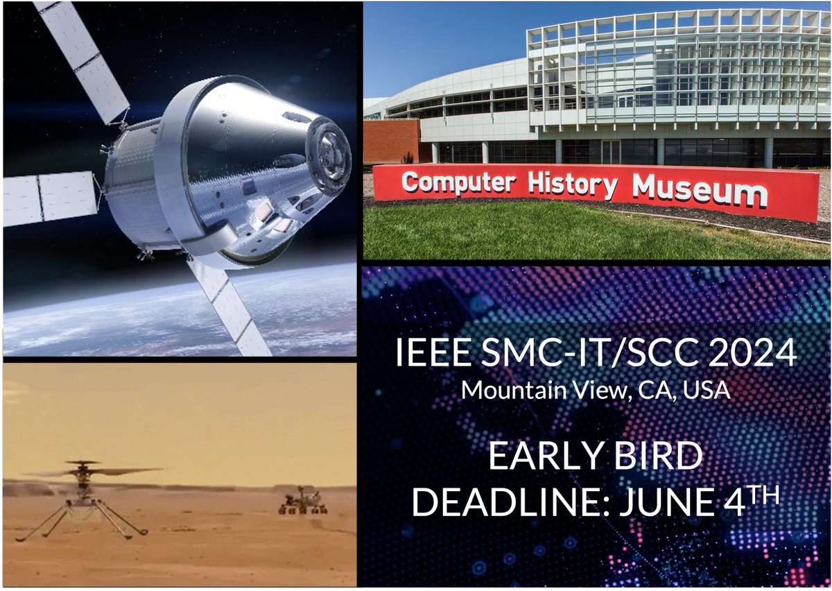 IEEE SMC-IT/SCC 2025 Conference (@smcit_conf) on Twitter photo π ππππ 4 ππππ ππππππ ππ¨π« πππ«π₯π² ππ’π«π πππ π’π¬ππ«πππ’π¨π§ for IEEE SMC-IT/SCC 2024 in Mountain View, CA.
smcit-scc.space
Workshops, keynotes and #research on #space missions w/ #technology #computing #autonomy + more!
<a href="/ComputerSociety/">IEEE ComputerSociety</a> π ππππ 4 ππππ ππππππ ππ¨π« πππ«π₯π² ππ’π«π πππ π’π¬ππ«πππ’π¨π§ for IEEE SMC-IT/SCC 2024 in Mountain View, CA.
smcit-scc.space
Workshops, keynotes and #research on #space missions w/ #technology #computing #autonomy + more!
<a href="/ComputerSociety/">IEEE ComputerSociety</a>