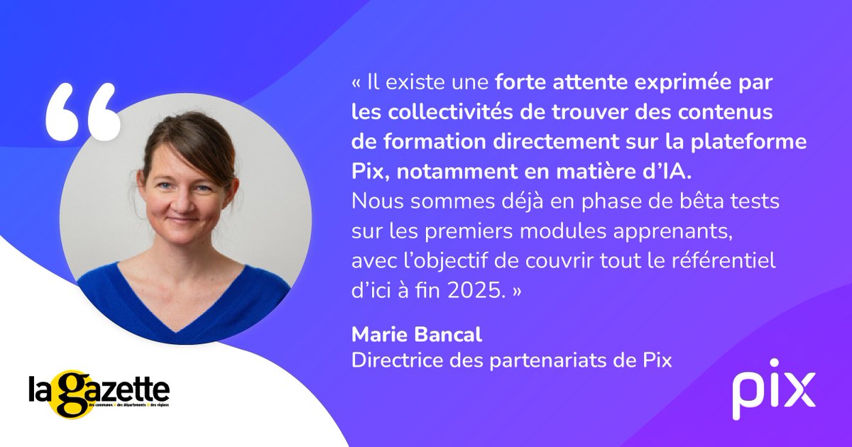 Pix_officiel's tweet photo. 💻Dématérialisation, hausse des risques cyber, déploiement de l’IA… la transformation numérique touche toutes les collectivités. @marie_bancal, était invitée par la @Lagazettefr pour témoigner du rôle de Pix face à ces changements 🚀
👉 https://t.co/3Wt48kD5bi https://t.co/kKniYd2uAc