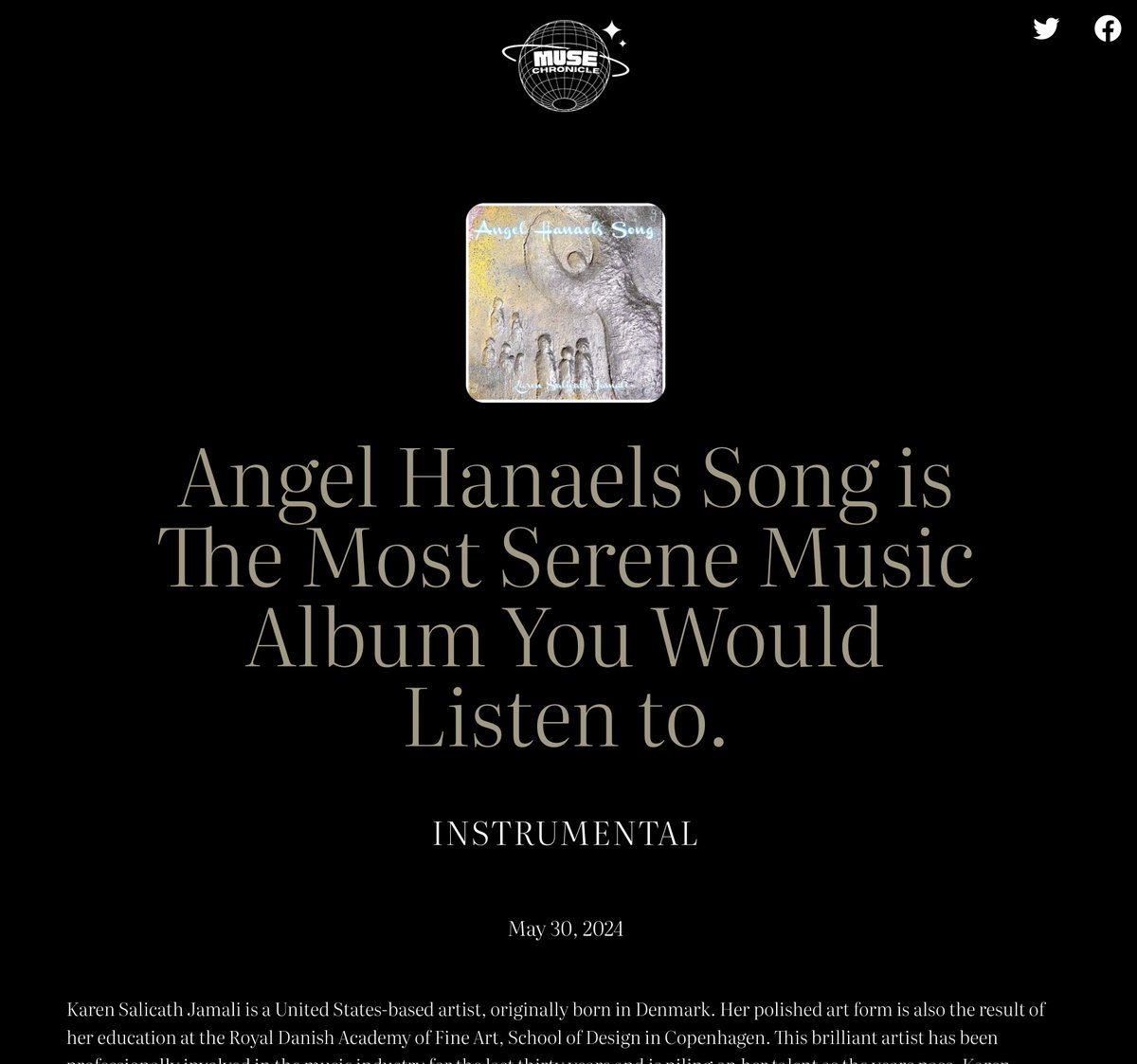 So happy and honored to share this  beautiful Album review of my new album 'Angel Hanaels Song' reviewed by  Muse Chronicle. musechronicle.com/2024/05/30/ang…

LIste here: open.spotify.com/album/5xLjK4jL…

#Review #Album #New #music #artist #classicalmusic #Piano #karensalicathjamali #MuseChronicle