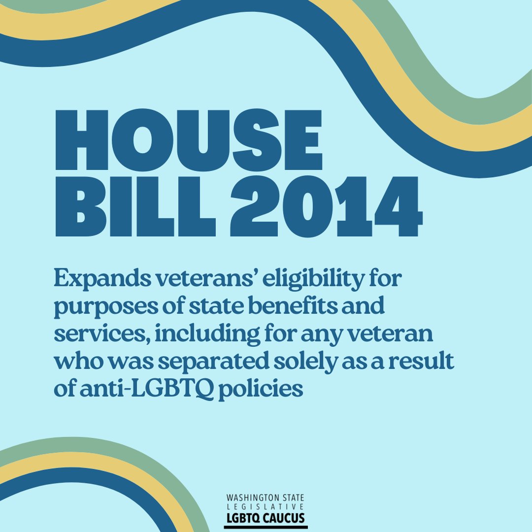 Honoring our veterans means ensuring they receive the support they deserve. That's why HB 2014 expands veterans' eligibility for state benefits and services, including anyone who was separated solely as a result of anti-LGBTQ policies like Don't Ask, Don't Tell.