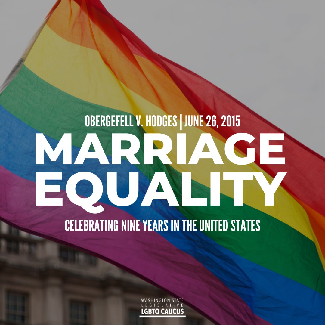 Today marks nine years since SCOTUS legalized marriage equality nationwide! While WA recognized these marriages three years earlier, we celebrate this historic day with our LGBTQ+ neighbors around the country and stand alongside them in the continued fight for equality.