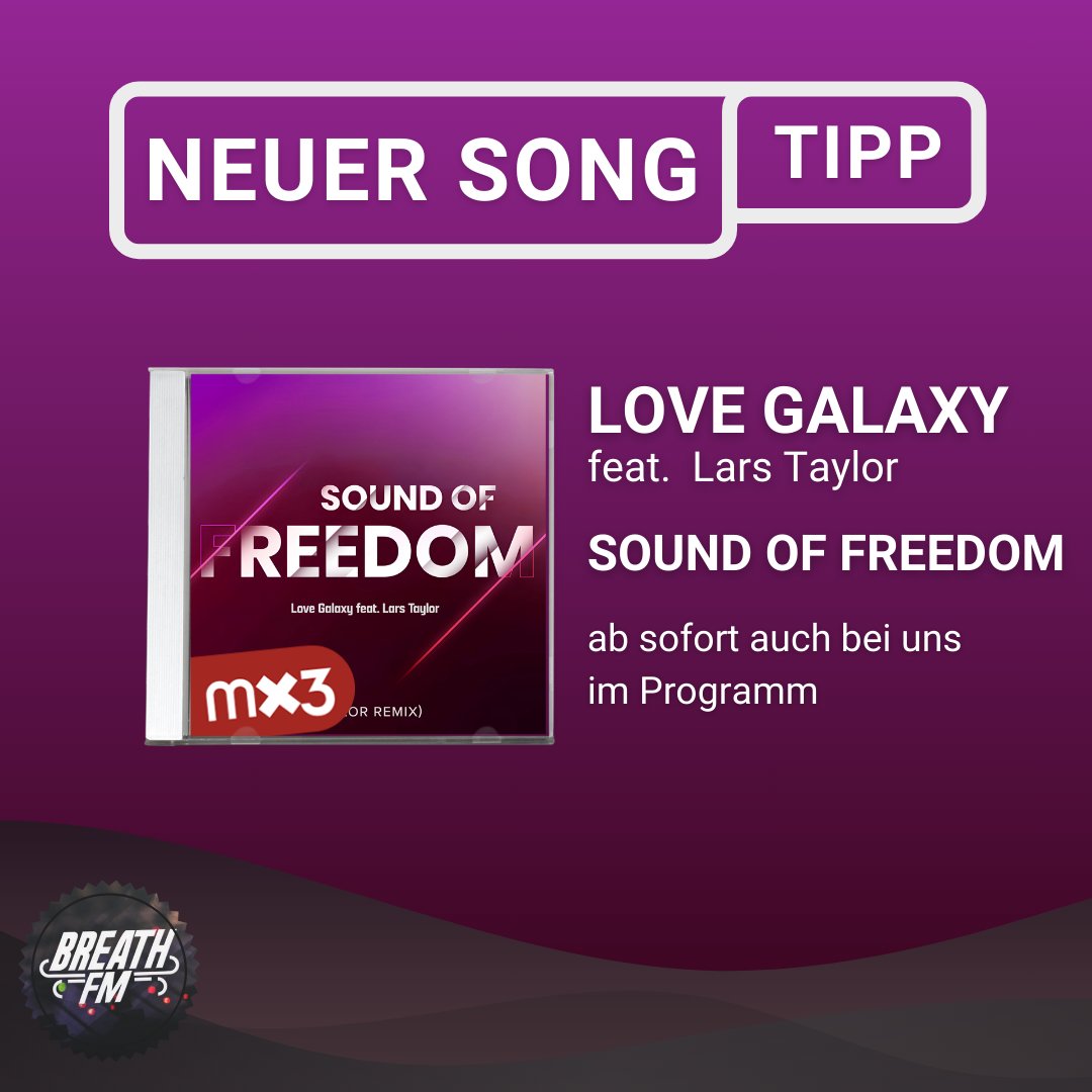 BreathFM (@breathfm) on Twitter photo 🎵 | Song Tipp
Der Song "Sound of Freedom", stilistisch zwischen EDM, Dance und Pop angesiedelt. wurde von <a href="/larstaylormusic/">LarsTaylorMusic</a> geremixt und passt damit perfekt in unser Programm. Ab sofort bei uns zu hören. 🎵 | Song Tipp
Der Song "Sound of Freedom", stilistisch zwischen EDM, Dance und Pop angesiedelt. wurde von <a href="/larstaylormusic/">LarsTaylorMusic</a> geremixt und passt damit perfekt in unser Programm. Ab sofort bei uns zu hören.