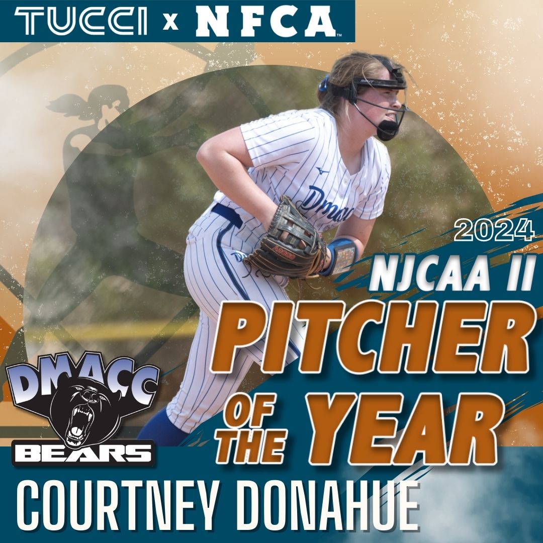 NFCAorg's tweet photo. 🚨 AWARDS ALERT: Congratulations to the 2024 @tucci_limited / NFCA NJCAA Division II Pitcher of the Year, @DMACCsoftball’s Courtney Donahue! 🥎

🔗 https://t.co/WTRcLHYyf6 https://t.co/4yyksTrRv5