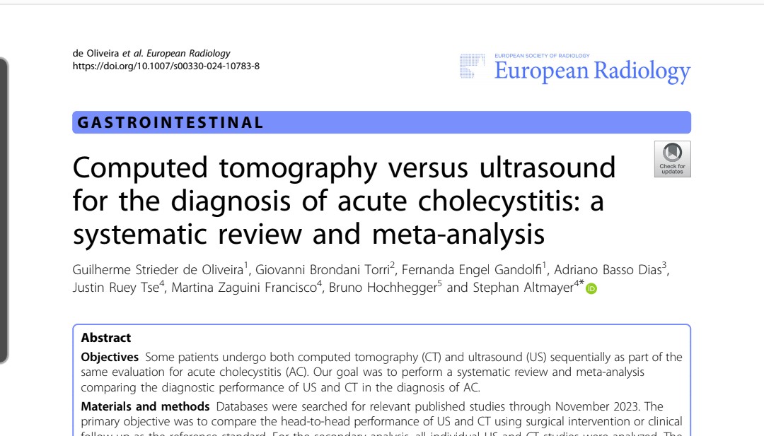 Our #MetaMasters students have just published a groundbreaking meta-analysis in #radiology on diagnosing acute cholecystitis. 
Congrats to these future leaders in medical research!