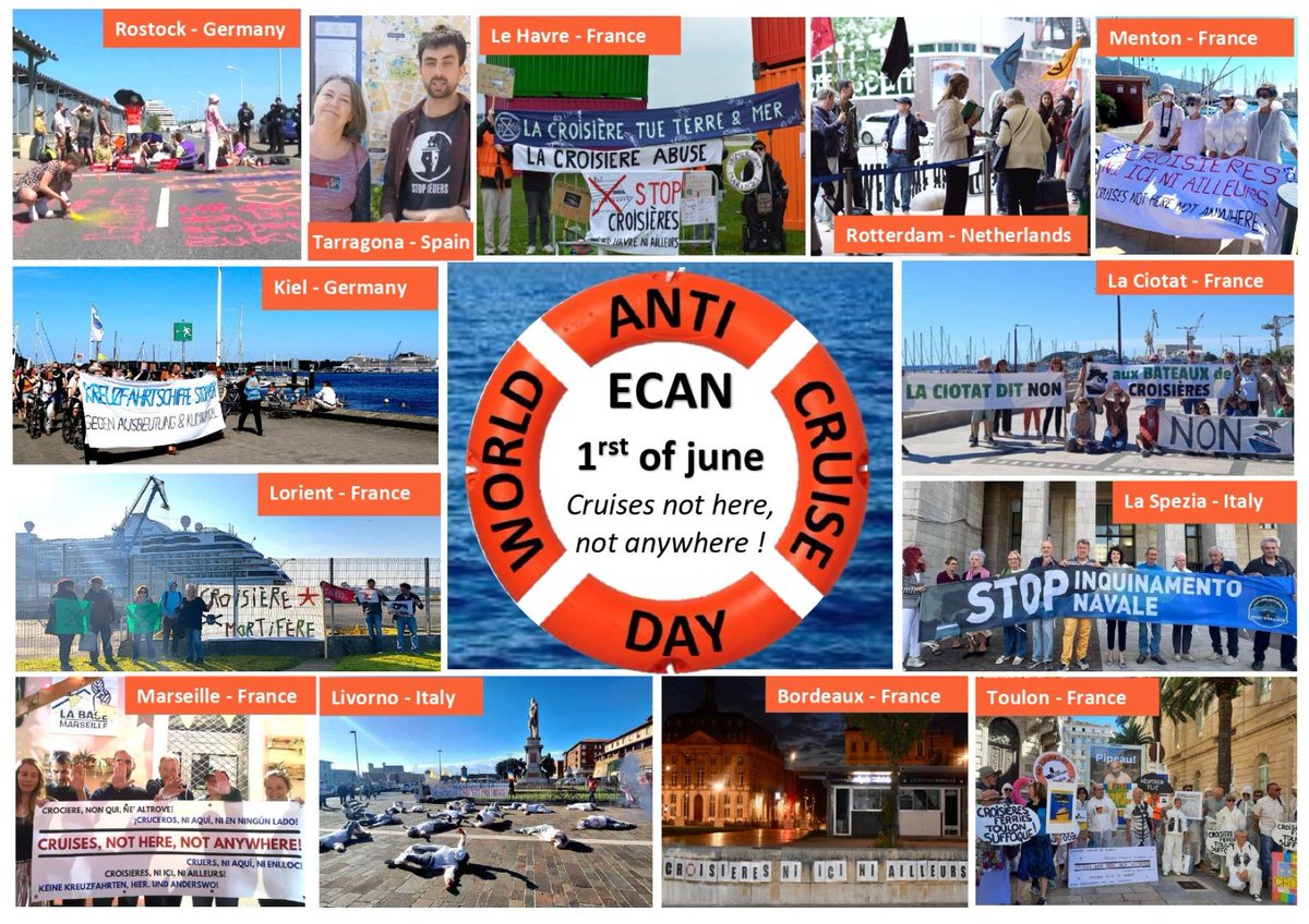 Des mobilisations partout en Europe pour cette premiere journée internationale de lutte contre les croisières 💪😍
Merci et bravo !!!