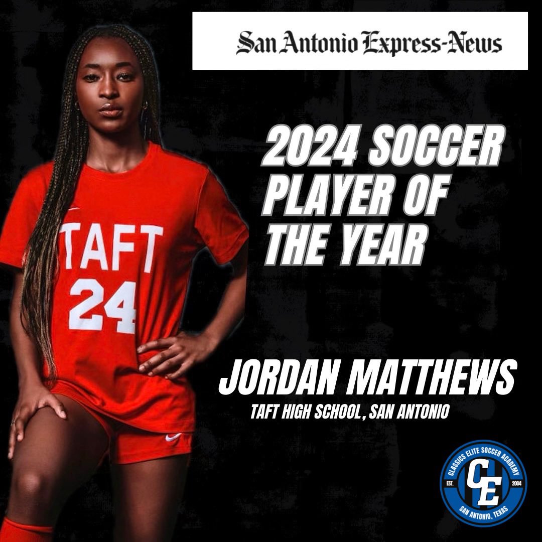 Congratulations to Jordan Matthews from our CE 06G ECNL for earning SA Express News Soccer Player of the Year! 🔥

Jordan will be attending UT RGV next fall! Amazing job, Jordan!

🔵⚫️ #theCEway #CEproud