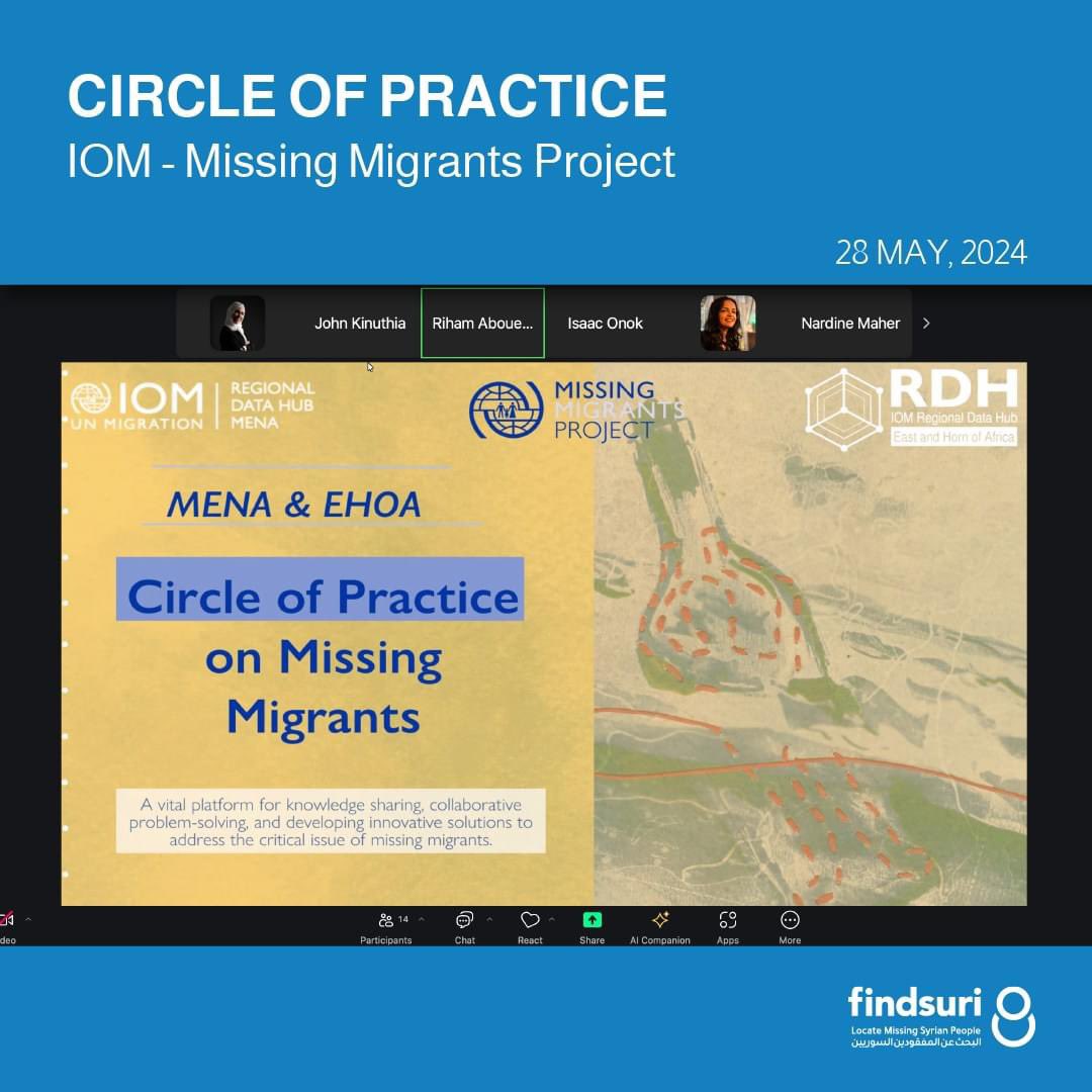 findsuri's tweet image. We are excited to share that Findsuri has been formally invited to join the Circle of Practice of the IOM in the Missing Migrants Project. 

 #فايندسوري #findsuri #MissingMigrants