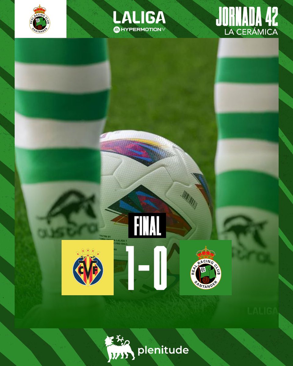 🟢 Cruel end to a season full of hope (1-0) | Racing finishes seventh in LaLiga Hypermotion after their defeat at La Cerámica #VillarrealBRacing 🗣️ José Alberto: 'I want to apologize to the fans, because all the excitement we generated today turns into disappointment'