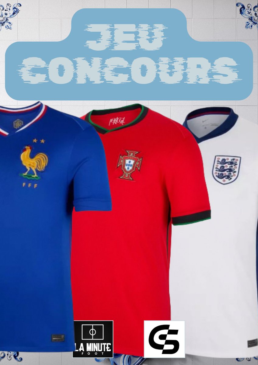 🎁 À deux semaines de l'#EURO2024, nous vous offrons un maillot de la sélection de votre choix !  

Pour participer au concours, rien de plus simple ⤵️ 

 - Follow <a href="/La_Minute_Foot/">La Minute Foot</a> et @CornerSport_off, 
- RT ce tweet, 
- Identifie un pote  

TAS le 08 juin à 20h. Bonne chance à