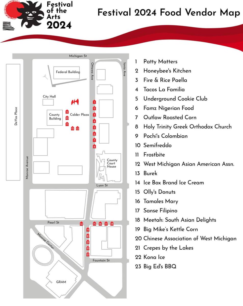 Get your favorite Festival foods for lunch! Get ready! Food opens at noon on Friday, June 7th.

<a href="/ExperienceGR/">Experience Grand Rapids</a> <a href="/CityGrandRapids/">City of Grand Rapids</a> <a href="/DowntownGRInc/">DowntownGRInc</a> #festivalgr #festivalofthearts