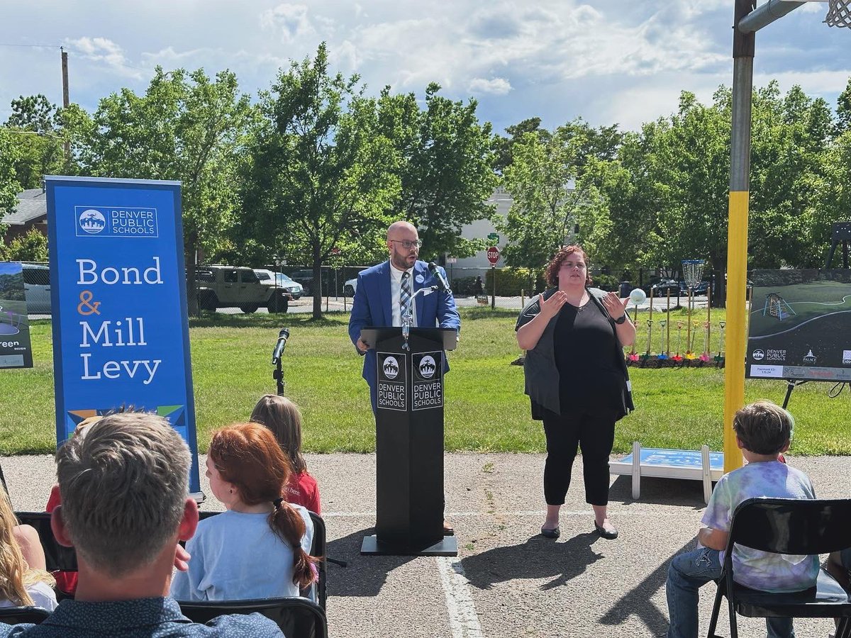 DrAlexMarrero's tweet photo. Students at DCIS Fairmont want ALL of their peers to enjoy the playground. Due to their leadership & advocacy, DPS is building our first #ADAaccessible playground! Unbelievably proud of these students & grateful to #Denver voters for passing the 2020 bond to fund this project. https://t.co/OO1bxunkzS