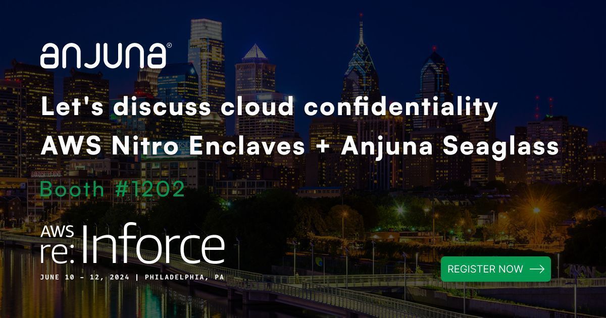 anjuna_security's tweet image. 📢 We are one week away from #AWSreInforce 2024… See you there!
Explore how 🌊🏝️ Anjuna Seaglass seamlessly integrates with @awscloud Nitro Enclaves. #AWS_Partner
📅 June 10 - 12, 2024
📍 Booth 1202 | Pennsylvania Convention Center
Don’t miss out: buff.ly/3WhW8hC