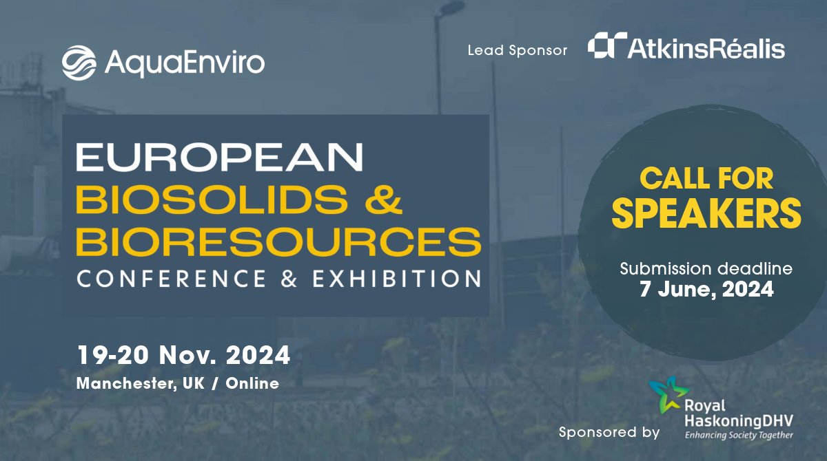 ⏰ Just one week left to submit an abstract for the 2024 #BiosolidsConference 

Don't miss your chance to contribute to this year's agenda.

📆 Abstract Deadline - 7th June

european-biosolids.com

#biosolids #bioresources #biogas #AnaerobicDigestion #wastewater #WaterSector