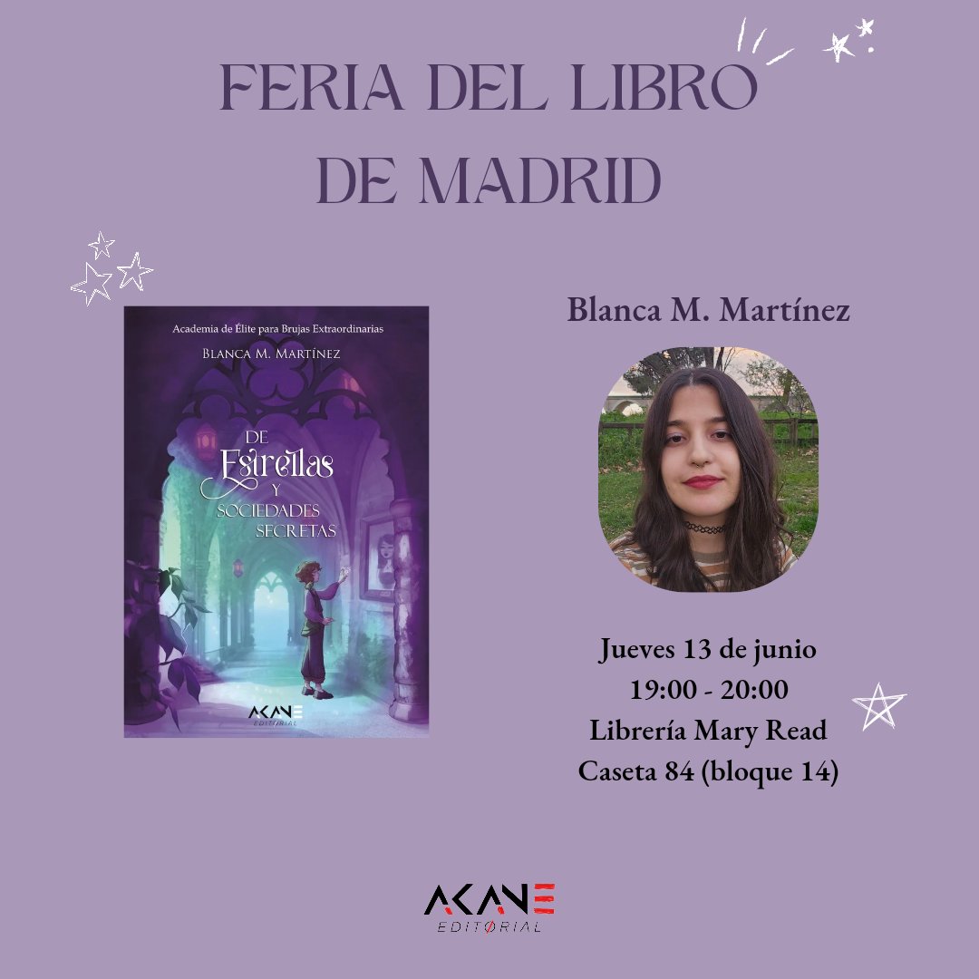 blancammtnez's tweet photo. me hace mucha ilu anunciar que la semana que viene estaré firmando «de estrellas y sociedades secretas»  en la FLM! ✨

13 de junio
19:00 - 20:00
caseta 84

no pasa nada si no tenéis el libro, llevaré unas postales chulísimas y pegatinas de ranas 🐸 https://t.co/lLTcLETWfo