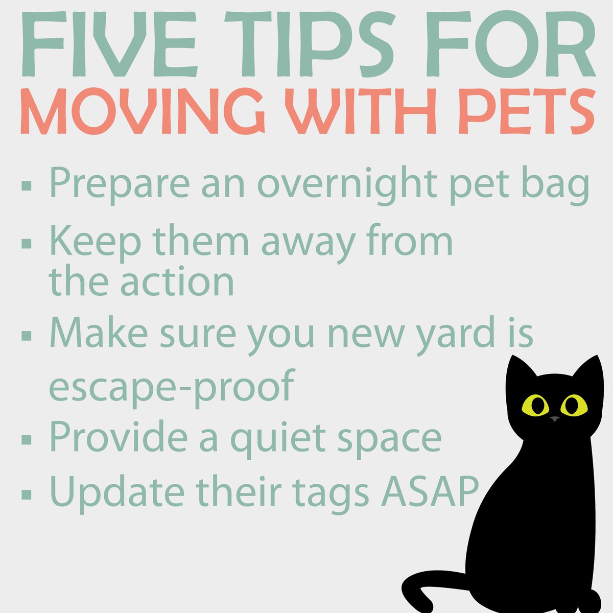 Assist2Sell's tweet image. Moving with pets? 🐾 Here are five essential tips to make the transition smoother for your furry friends:
#MovingWithPets #PetCare #HomeMoving #Assist2Sell