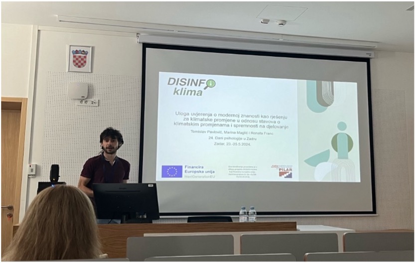DISINFO_klima's tweet photo. Dr. sc. Tomislav Pavlović i dr. sc. Marina Maglić predstavili rezultate projekta DISINFO klima na 24. Danima psihologije u Zadru 1/7 https://t.co/k7PvRCXXY5