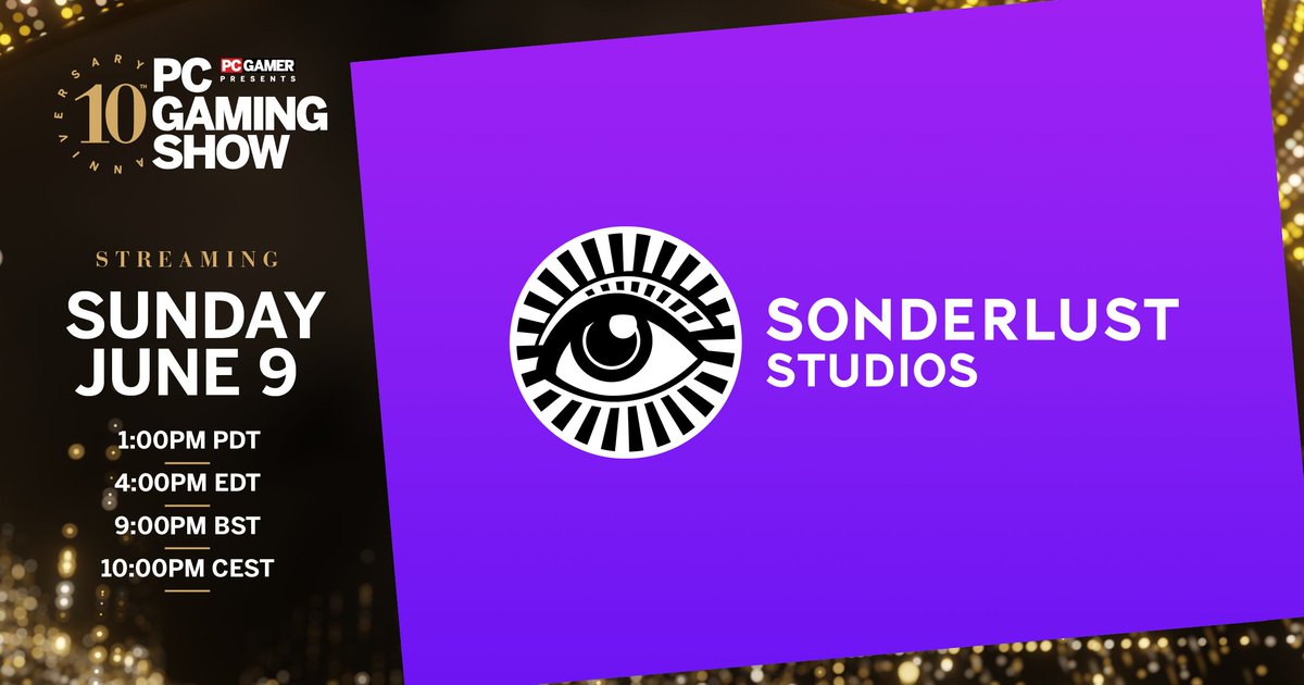 SonderlustGames's tweet image. Hey everyone! It's been a while. Just taking a moment to update our look ahead of the @pcgamer PC Gaming Show.
Watch the showcase on June 9 at 1 PM PDT/4 PM EDT! We're dropping some big news about what we've been working on. 👀
#PCGamingShow