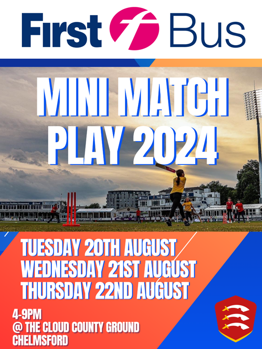 EssexCCB's tweet photo. 📢𝗜𝗧'𝘀 𝗕𝗔𝗖𝗞 - 𝗠𝗜𝗡𝗜 𝗠𝗔𝗧𝗖𝗛 𝗣𝗟𝗔𝗬 𝟮𝟬𝟮𝟰 📢

Registration is NOW OPEN and places will go fast.

Come and join us on the 20th / 21st / 22nd August for your clubs chance to play under the lights at The Cloud County Ground.

Register your club using the link below

💻https://t.co/VSqdD3BUN6
🦅#FlyLikeAnEagle | 🏏#minimatchplay
