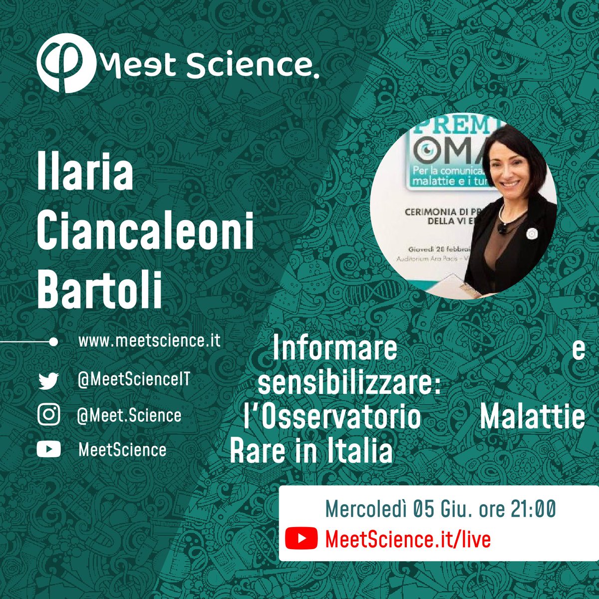 MeetScienceIT's tweet photo. esse è difficile e, talvolta, poco finanziata. Di questo ed altro parleremo con Ilaria Ciancaleoni Bartoli, la fondatrice di OMaR, Osservatorio Malattie Rare, un'agenzia giornalistica che si occupa di malattie rare, tumori rari e farmaci orfani. https://t.co/LeM1iRzU0J