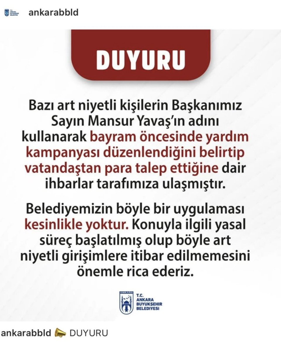 DUYURU #cankayahaber #Ankara #mansuryavas @abbbasin