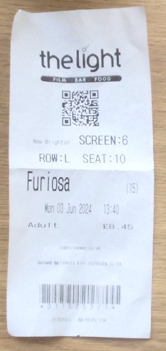 I watched #Furiosa at <a href="/TheLight_UK/">The Light UK</a> today! Exciting action and stunt sequences brilliantly directed by #GeorgeMiller! #AnyaTaylorJoy gives a powerful performance as Furiosa and #ChrisHemsworth really chews the scenery as #Dementus. #FuriosaAMadMaxSaga 😉