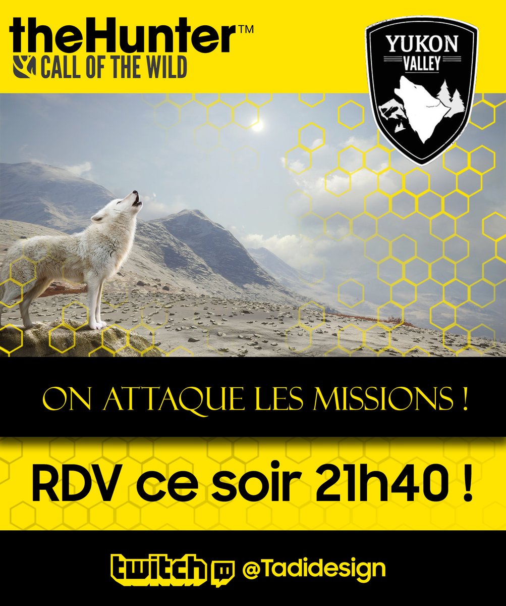 Tadidesign's tweet photo. On attaque missions sur Yukon Valley !! Let's gooo !!! RDV 21h40 sur Twitch @tadidesign !   

Viens, on sera bien ! 😎 

#cotw #callofthewild #thehunter #twitch #tadidesign #thehuntercallofthewild #yukonvalley #Chasse #huntinggame #jeudechasse #FPS #jeudetir #hunting #jeuvideo https://t.co/g3jVQRDVzW
