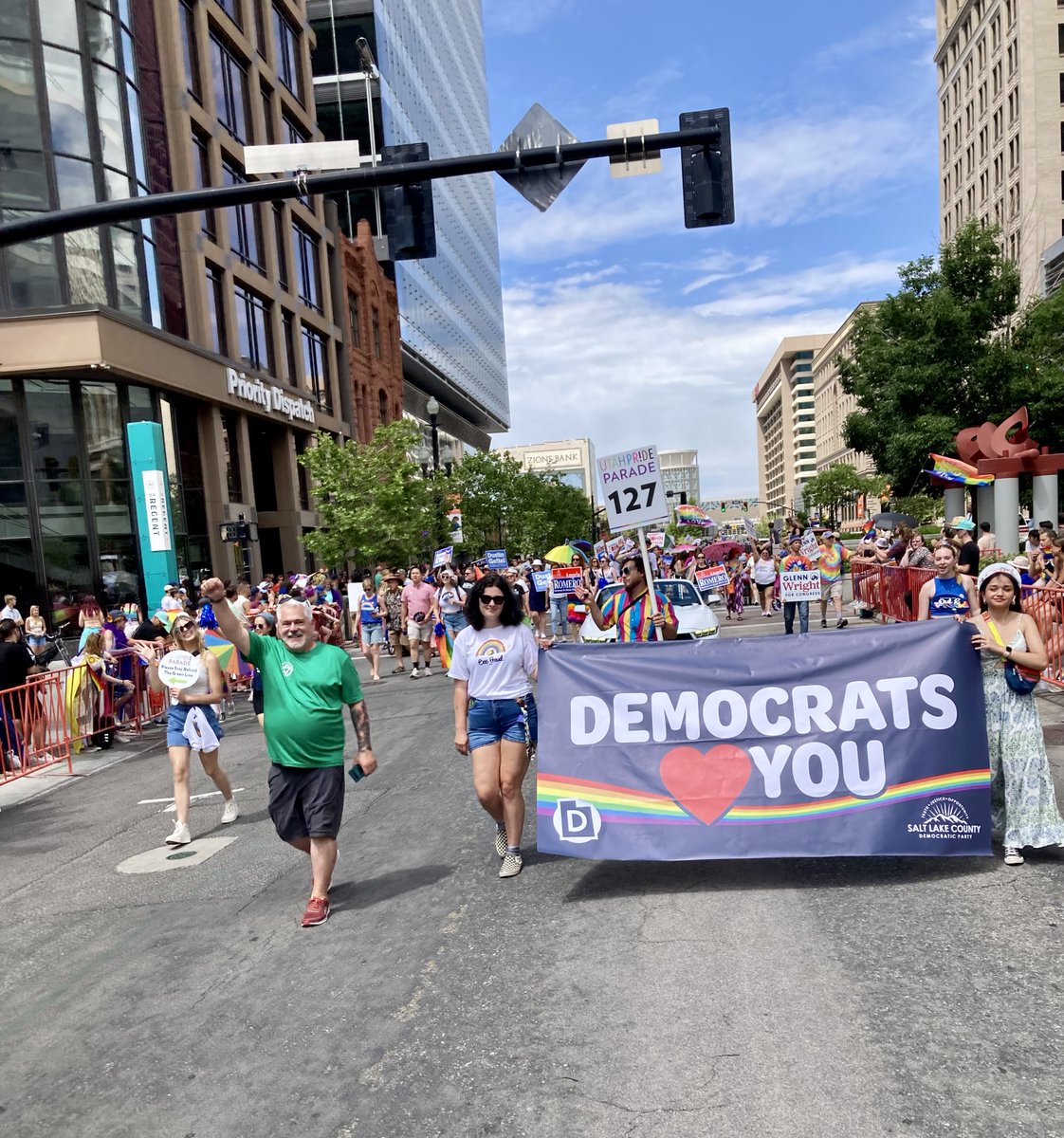 SLCountyDems's tweet photo. We had so much fun marching in the Pride Parade this Sunday. Thank you to everyone who showed up to show your support for our LGBTQ+ Community!
Happy Pride Month!
#UtahPride #loveislove #SLCoDems #utpol https://t.co/jztJDflK4i