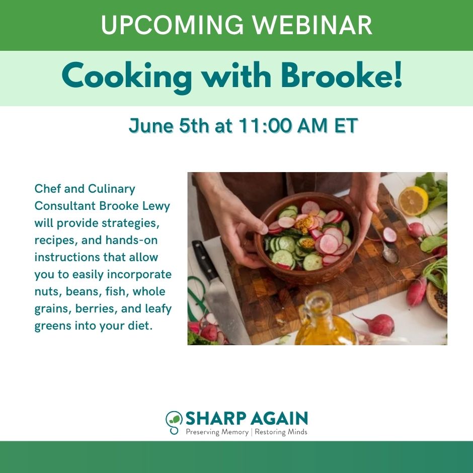 Please join us this Wednesday, June 5th for “Cooking with Brooke! A Practical Guide to Getting Brain Healthy Foods into Your Diet” from 11:00am to 12:30pm ET! Plan ahead to cook along with Brooke: bit.ly/3KsxoMp  Register here: sharpagain.org/event/cooking-…
#healthyeating